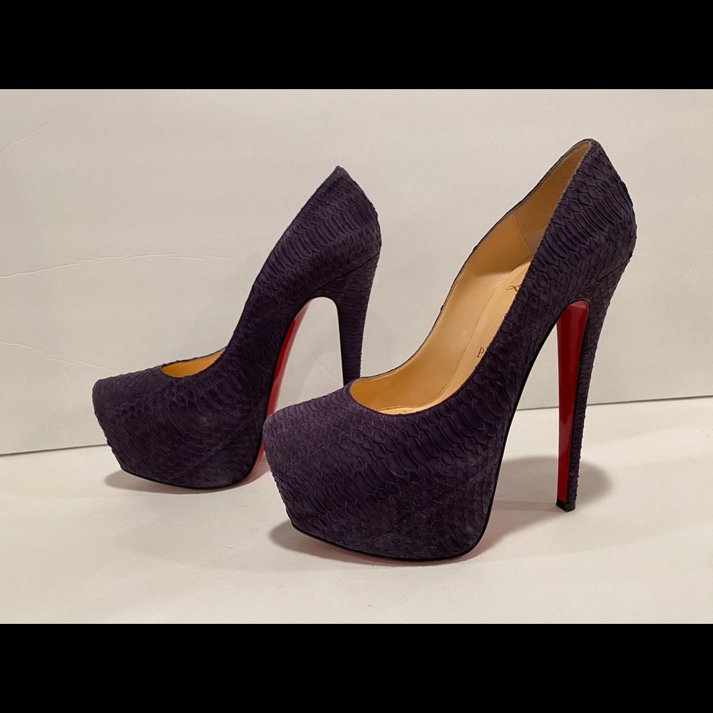 Christian Louboutin Daf embossed snake suede pumps heels purple 36